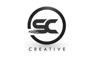 sc borstel brief logo ontwerp. creatieve geborstelde letters pictogram logo. vector