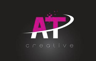 at at creative letters design met wit roze kleuren vector