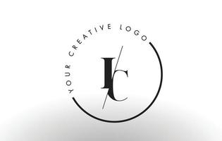 ic serif letter logo-ontwerp met creatieve doorsneden snit. vector