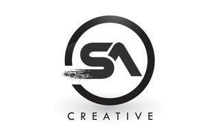 sa borstel letter logo ontwerp. creatieve geborstelde letters pictogram logo. vector