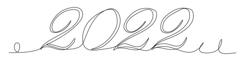 gelukkig nieuwjaar 2022 logo tekstontwerp. 2022 jaar nummer ontwerpsjabloon doorlopende lijntekening. vectorillustratie met zwarte katten geïsoleerd op een witte achtergrond vector