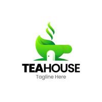 huis thee drinken gradiënt logo ontwerp vector