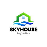 sky house onroerend goed gradiënt logo ontwerp vector