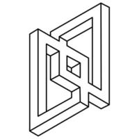 onmogelijke vorm, optische illusie, vector. optisch kunstobject. geometrische figuur. vector