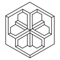 optische illusie-object, onwerkelijke geometrische vector. onmogelijke figuur. heilige geometrie vorm. vector