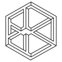 optische illusie vormen. geometrische figuur. optisch kunstobject. onmogelijke zeshoek. vector