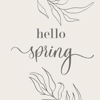 hallo lente. handgetekende kalligrafie en brush pen belettering. ontwerp voor wenskaart en uitnodiging voor seizoensgebonden voorjaarsvakantie. vector