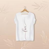 dames t-shirt realistische mockup met kalligrafie inscriptie liefde. vector