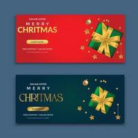 rode en donkerblauwe gouden kerstbanners vector