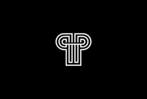 beginletter p voor pijler lijn overzicht monogram logo ontwerp vector