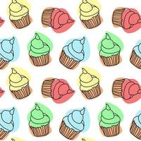 cupcakes naadloze vector patroon. textuur voor feestelijke gebeurtenis - stof, verpakking, textiel, behang, kleding.