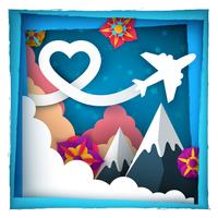 Love paper cloud. Vliegtuig illustratie. vector