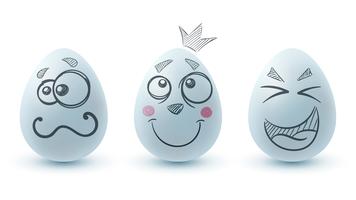 Gelukkig Pasen. Drie eieren op de witte achtergrond. vector