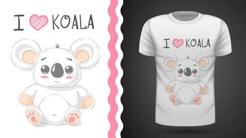 Leuke koala - idee voor print t-shirt. vector