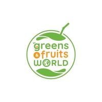 groen fruit en groente wereld logo, groen vers fruit logo icoon vector