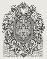 illustratie vintage demon kat met gravure stijl vector