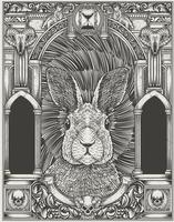 illustratie vintage konijn met gravure stijl vector