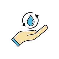 waterbeheer plat icoon, hand en drop water icoon. ontwerpsjabloon vector