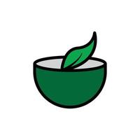 blad en kom platte pictogram. vegetarisch icoon. ontwerpsjabloon vector