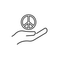 vrede lijn symbool. hand en vrede icoon. ontwerpsjabloon vector