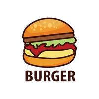 heerlijke hamburger platte icoon en belettering inscriptie. ontwerpsjabloon vector