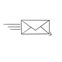 stuur brief, envelop, bericht e-mail, met doodle handgetekende stijl vector