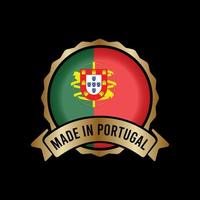 gouden badge stempel label knop gemaakt in portugal vector