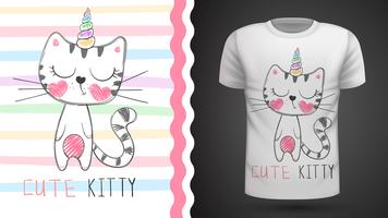 Leuke kat - idee voor print t-shirt. vector