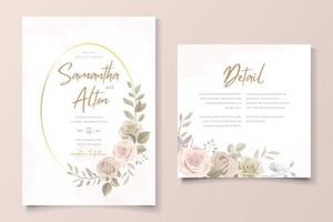 mooie handgetekende rozen bruiloft uitnodigingskaarten set vector