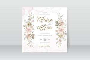 bruiloft uitnodiging sjabloon set met bloemen en bladeren decoratie vector