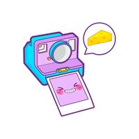 schattige camera sticker emoticon vector