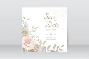 bruiloft uitnodigingskaartsjabloon met bloemdessin vector