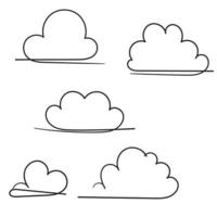 verzameling van wolk pictogram vectorillustratie met enkele ononderbroken lijn hand tekenen doodle stijl vector