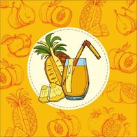 ananas SAP. vectorillustratie. de vrucht is met de hand getekend. hand getekende vectorillustratie. vector