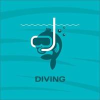 duiken symbool. een duikervis met een ademmasker. vector