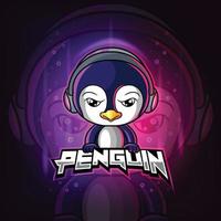 de pinguïn mascotte esport logo ontwerp vector