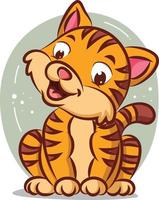 de kat met het tijgerpatroon zit met de grote glimlach vector