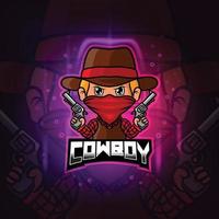 het cowboy-mascotte esport-logo-ontwerp vector