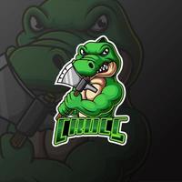 krokodil mascotte logo e sport gaming vector