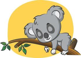 de schattige koala slaapt overdag op de tak van een boom vector