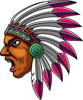 apache indiase man hoofd met veren hoed vector