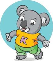 de koala draagt het gele shirt verwelkomt de mensen vector