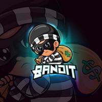 bandiet mascotte esport logo ontwerp vector