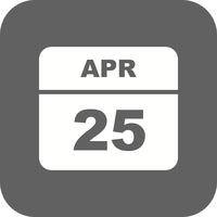 25 april Datum op een eendaagse kalender vector