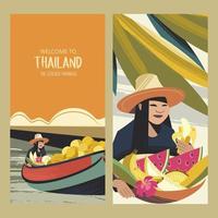 Thaise fruithandelaar. vectorillustratie. vector