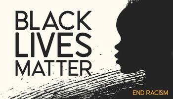 Black Lives Matter. slogan. het silhouet van een Afrikaanse Amerikaan op een lichte achtergrond. einde racisme. vectorillustratie. vector