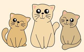 set van schattige katten kitty cartoon dier huisdier karakter gelukkig collectie illustratie vector