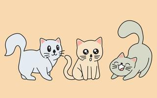 set van schattige katten kat kitty cartoon dier huisdier karakter gelukkig collectie illustratie vector