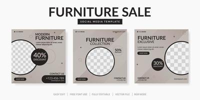 set meubels te koop voor social media postsjabloon of webbannerpromotie vector