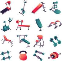 cartoon fitnessapparatuur set vector